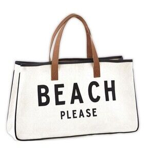 Santa Barbara Design Studio "Beach Please" Canvas Tote Pool Beach Bag Large NWOT